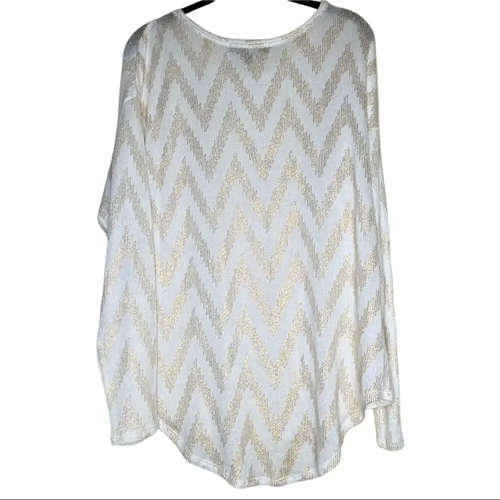 Almost Famous Cream Gold Southwest Long Sleeve Women's Size Large NWT
